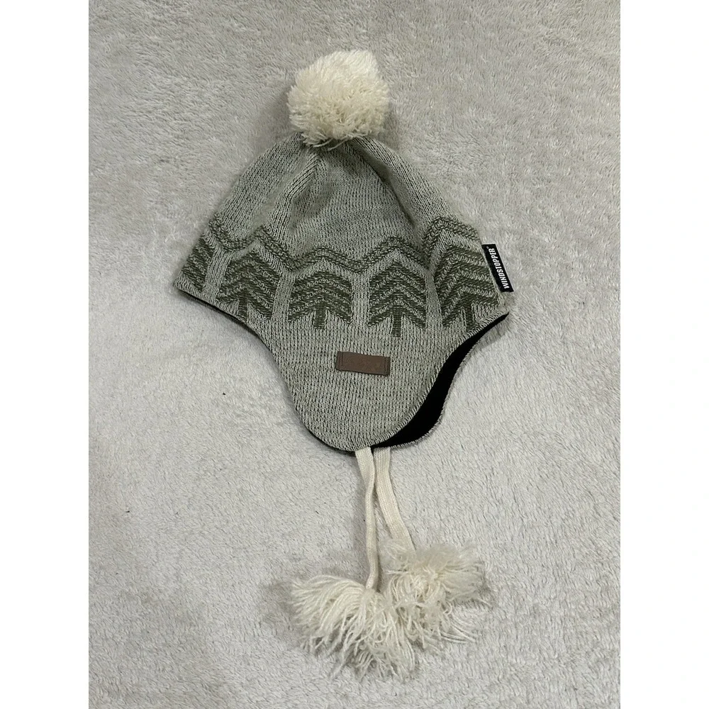 Outdoor Research OR Beanie Hat Wool Blend Lightweight Ski Cap Green Tree Pom Pom